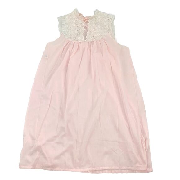 Vintage 1960s Katz Sleeveless Nightgown Sleep Dress Gown L Pink White Corquette - Picture 1 of 9